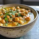 ['Crema de garbanzos y jengibre en un tazón, con decoración de cilantro y garbanzos tostados.', 'Primer plano de crema de garbanzos y jengibre, presentada en un plato blanco.', 'Tazón de crema de garbanzos con jengibre, decorado con pepitas verdes.', 'Crema de garbanzos y jengibre con ingredientes visibles, mostrando su textura cremosa.']