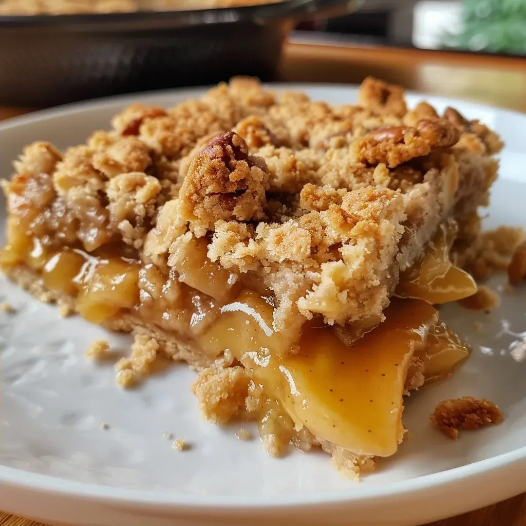 Crumble de manzana fácil con trozos de manzana y nueces.