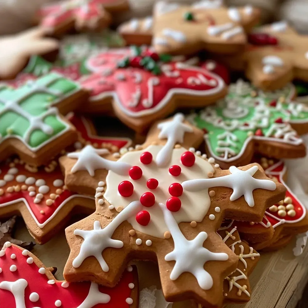 Delantal navideño decorado con galletas de jengibre.