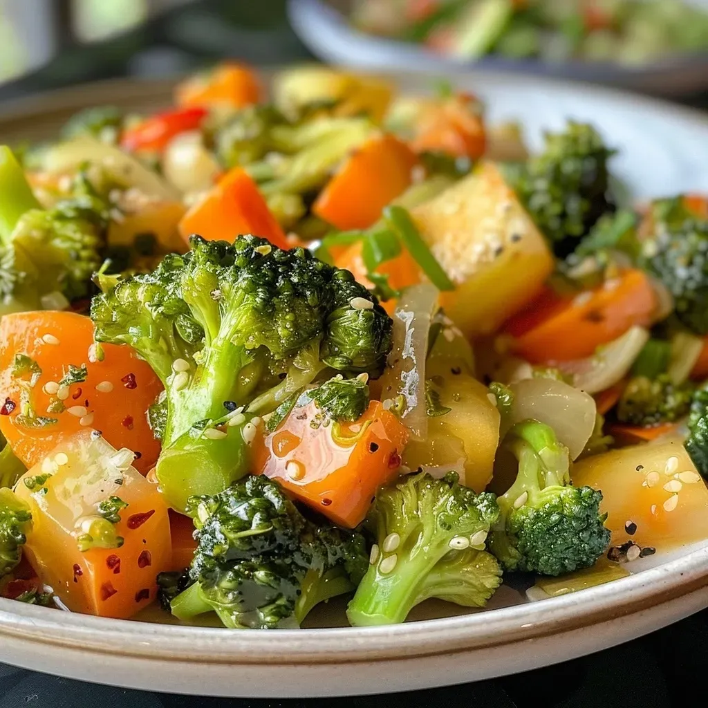 ['Ensalada colorida de brócoli, zanahoria y choclo en un plato.', 'Primer plano de ensalada fresca con brócoli, zanahoria y granos de choclo.', 'Mezcla de brócoli, zanahoria y choclo servida en un bol.', 'Ensalada vibrante de brócoli y zanahorias ralladas acompañadas de choclo.']