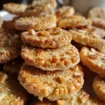 ['Galletas de nuez crujientes en primer plano.', 'Detalle de galletas de nuez tostadas con textura dorada.', 'Galletas de nuez con un acabado brillante y apetitoso.', 'Vista lateral de galletas de nuez crujientes.']