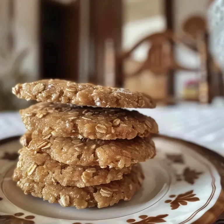 ['Galletitas de pera y avena recién horneadas en un plato.', 'Primer plano de galletitas de pera y avena con textura crujiente.', 'Galletitas de pera y avena apiladas, con brillo dorado.', 'Galletitas de avena con trozos de pera vistas desde el lateral.']