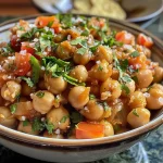 ['Garbanzos enchilados saludables presentados en un plato.', 'Primer plano de garbanzos enchilados en un tazón.', 'Garbanzos sazonados con especias en una mesa.', 'Imagen de garbanzos enchilados listos para degustar.']