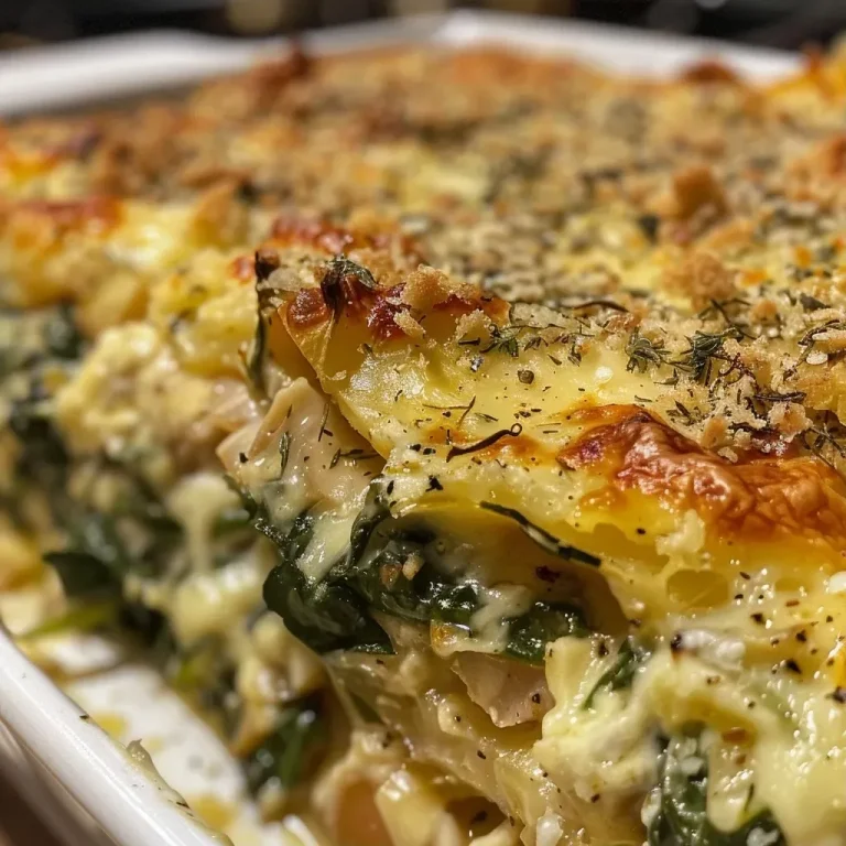 ['Gratinado de espinacas y pavo en un plato.', 'Primer plano de un gratinado con espinacas y pavo.', 'Delicioso gratinado de espinacas y pavo servido caliente.', 'Vista lateral de un plato de gratinado de espinacas y pavo.']