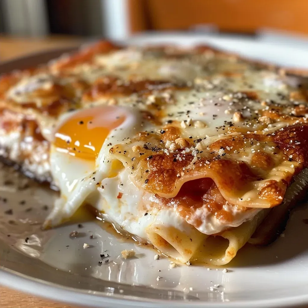 Huevos napolitanos servidos en un plato, con ingredientes frescos visibles.