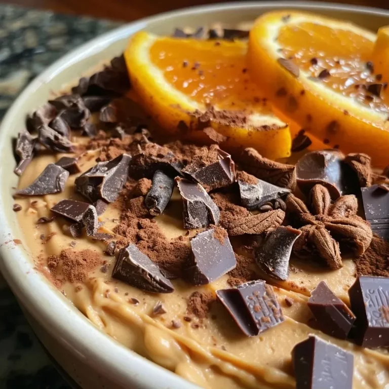 ['Mousse de chocolate con naranja y nuez moscada en un plato.', 'Primer plano de mousse de chocolate decorado con naranja.', 'Mousse de chocolate a la naranja con espolvoreado de nuez moscada.', 'Deliciosa mousse de chocolate en presentación elegante.']