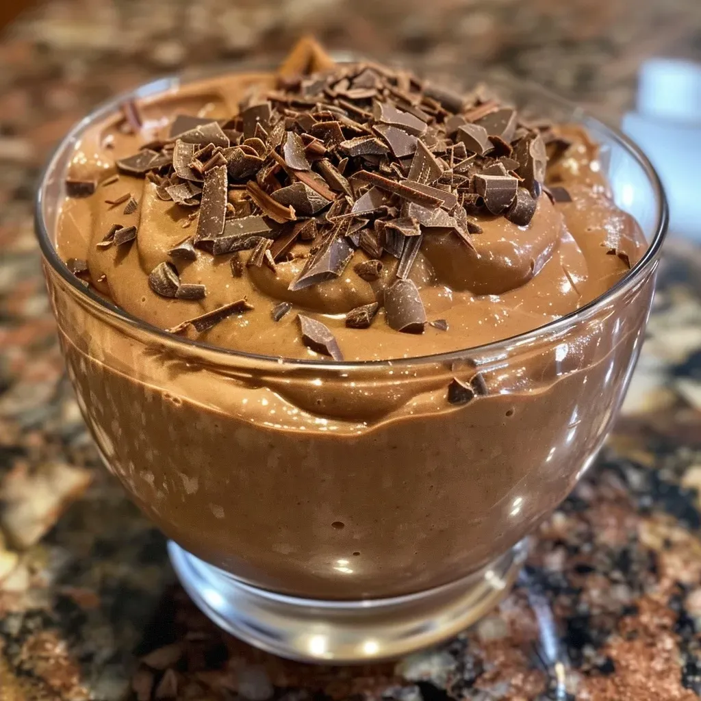 Mousse de chocolate y jengibre servido en un vaso.