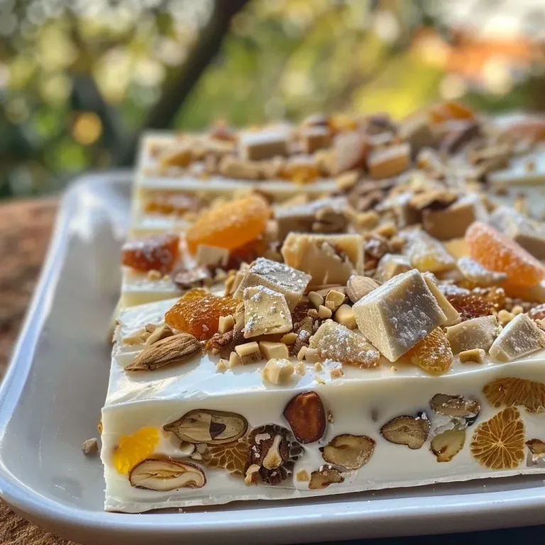 ['Nougat glacé servido en un plato, con frutas secas y confitadas.', 'Vista lateral de un nougat glacé decorado con frutos secos.', 'Primer plano de un delicioso nougat glacé con colores vibrantes.', 'Postre nougat glacé exhibido, mostrando su textura cremosa.']