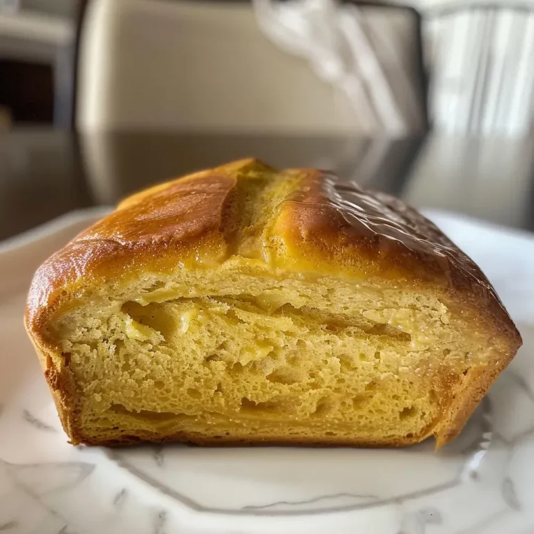 ['Pan de batata dorado y jugoso, presentado de lado.', 'Vista lateral de un delicioso pan de batata.', 'Primer plano de pan de batata con una textura apetitosa.', 'Pan de batata recién horneado, con un brillo dorado.']