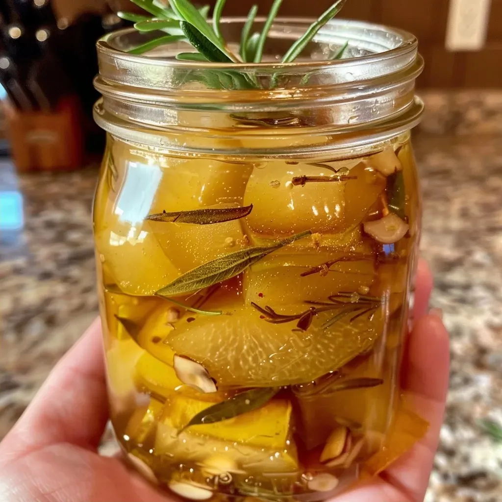 Peras al vino pochas acompañadas de crumbles de avellanas.