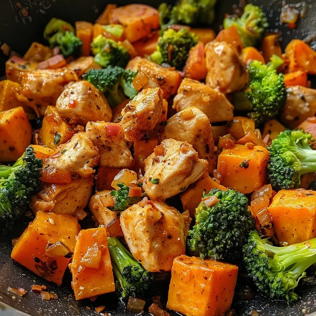 Tazón de pollo y batata lista para preparar comidas saludables.