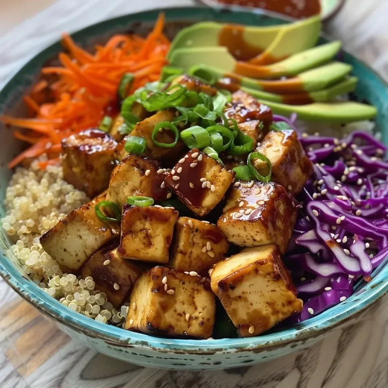 ['Tazón de tofu alto en proteínas con quinoa y vegetales frescos.', 'Preparación de tazón de tofu con ingredientes coloridos y saludables.', 'Detalle de un tazón de comida vegana con tofu y vegetales.', 'Close up de un tazón saludable de tofu, quinoa y verduras.']