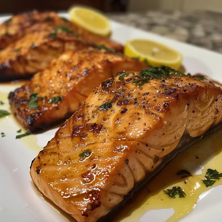 ['Filete de salmón jugoso cocinado en freidora de aire.', 'Vista lateral de salmón dorado en freidora de aire.', 'Salmón crujiente presentado en un plato.', 'Detalle de un salmón cocido en freidora de aire.']