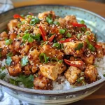 ['Salteado de coliflor con tofu crujiente en primer plano.', 'Porción de coliflor salteada con tofu dorado y vegetales frescos.', 'Tofu crujiente y coliflor en un plato colorido.', 'Vista lateral de un salteado de coliflor y tofu en un plato.']
