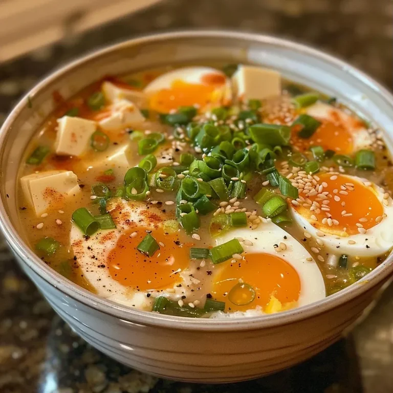 ['Sopa de huevo en un tazón, con ingredientes visibles.', 'Tazón de sopa de huevo decorado con cebolla verde.', 'Primer plano de sopas de huevo en un plato.', 'Sopa de huevo caliente con un fondo desenfocado.']