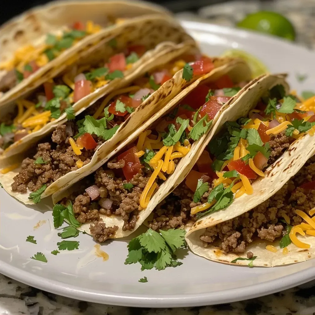 Tacos al horno de carne, dorados y crujientes, con queso derretido.
