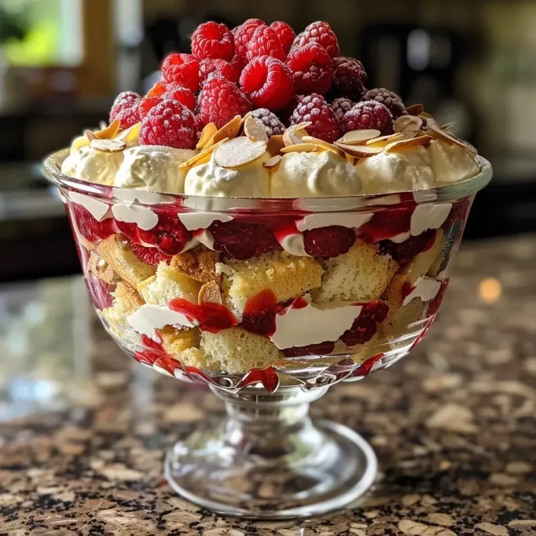['Trifle inglés tradicional con capas de pastel, frambuesas y crema.', 'Primer plano de un trifle tradicional con frutas y crema.', 'Vista lateral de un trifle inglés decorado con frambuesas frescas.', 'Postre inglés en capas con pastel, mermelada y almendras.']