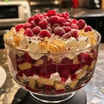 ['Trifle vegano con capas de frutas y crema de coco.', 'Delicioso trifle vegano con fresas y crema.', 'Presentación de trifle vegano en un recipiente de vidrio.', 'Vista lateral de un trifle vegano colorido y apetitoso.']