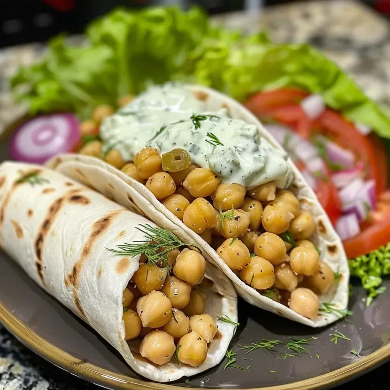 ['Wraps veganos de garbanzos con ingredientes frescos, vista lateral.', 'Deliciosos wraps veganos de garbanzos, con tzatziki y verduras.', 'Vista cercana de un wrap vegano de garbanzos con ingredientes coloridos.', 'Comida vegana: wraps de garbanzos, frescos y llenos de sabor.']