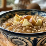 Bizcocho saludable de manzana, avena y pasas en una mesa.