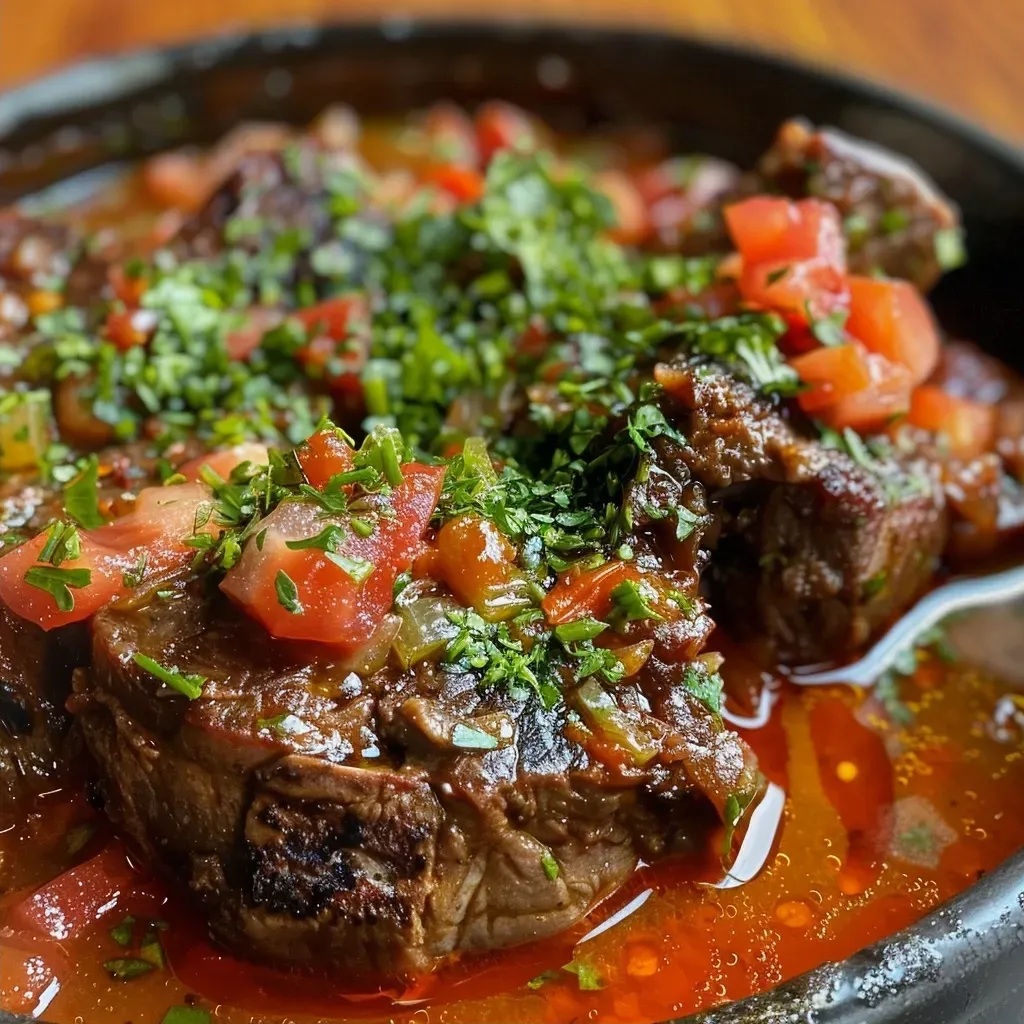 Primer plano de boniato asado y estofado de alubias colorido.