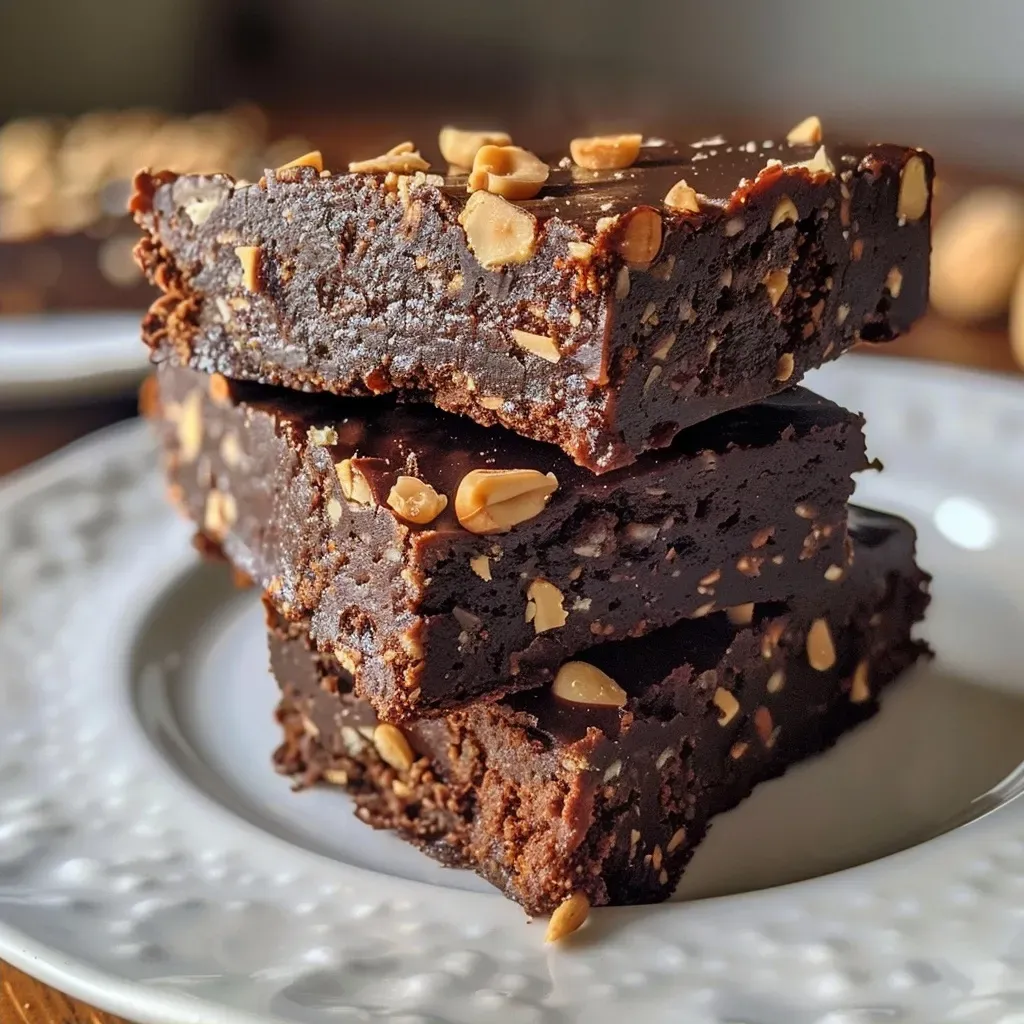 Deliciosas barras de brownies ricas en proteínas, vistas de lado.
