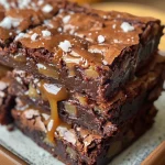 Brownies de caramelo salado en un plato.