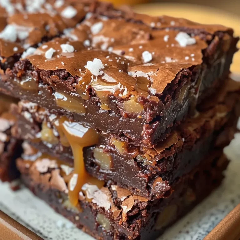 Brownies de caramelo salado en un plato.