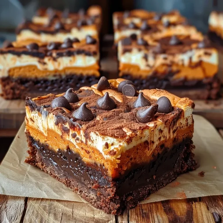 Brownies de Cheesecake de Calabaza en primer plano.