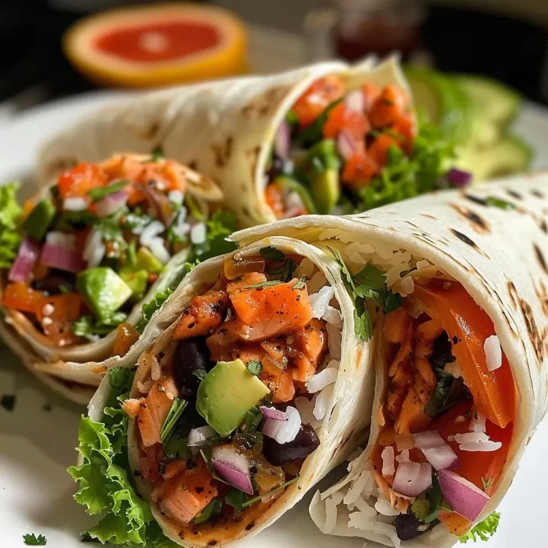 Burrito de salmón ahumado con ingredientes frescos.