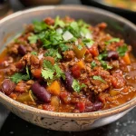 Platos de Chili Con Carne Infernal con carne y verduras.