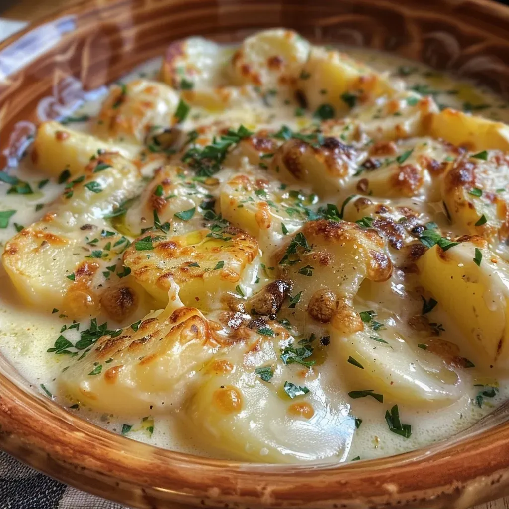 Primer plano de crema de patatas y puerros con trozos de puerro.
