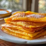 Crêpes de calabaza rellenas de queso crema.