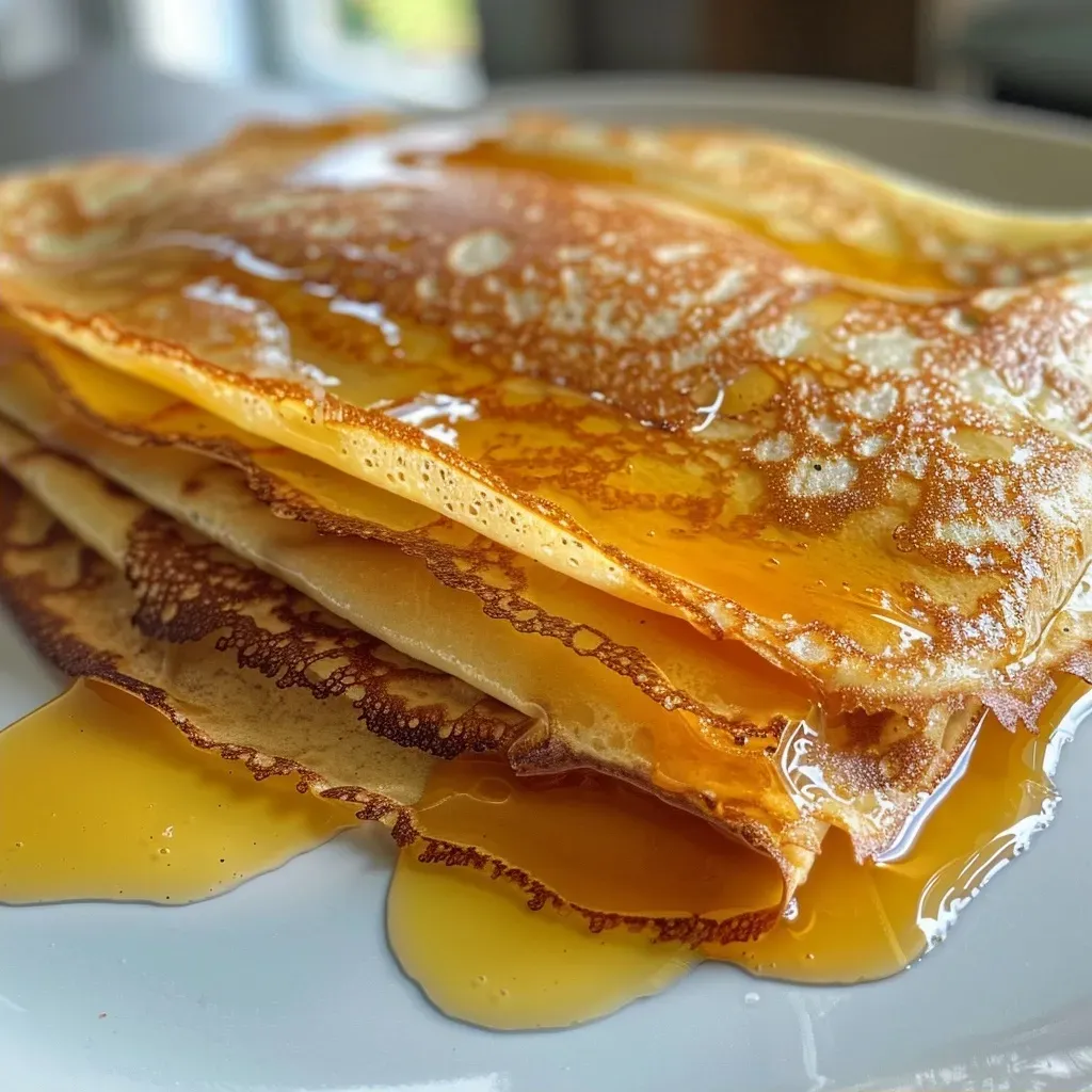 Vista lateral de deliciosas crêpes Suzette.