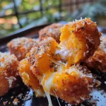 Croquetas de calabaza doradas y jugosas en un plato.