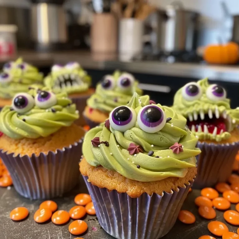 Cupcakes decorados de Halloween con ojos comestibles.