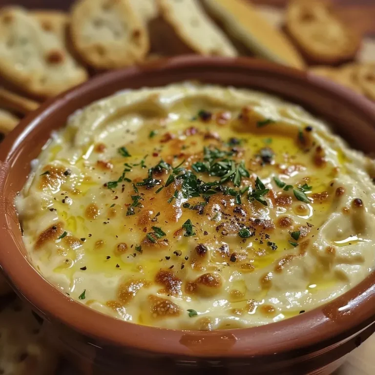 Delicias para Compartir: Dip de Queso, Tocineta y Cebolla Caramelizada Dip de queso con tocino y cebolla caramelizada en un recipiente.