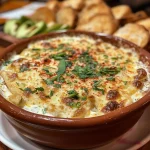 Dip de tocineta cremoso en un tazón.