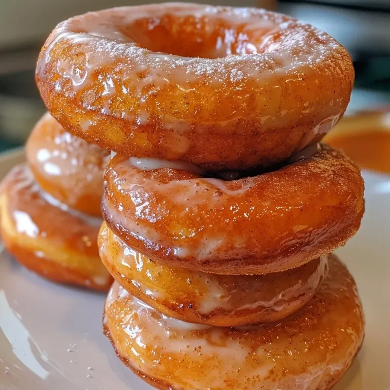 Donuts de calabaza con glaseado de queso crema.