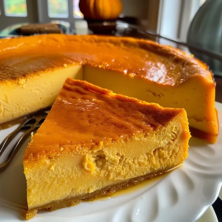 Disfruta de un Delicioso Flan de Calabaza: La Receta que Sorprenderá a Todos Flan de calabaza en un plato blanco con textura suave.