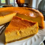 Flan de calabaza con textura suave y dorada.