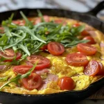Frittata de hierro fundido con sobras, vista lateral.