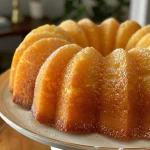 Vista lateral del Lemon Bundt Cake con glaseado de limón.