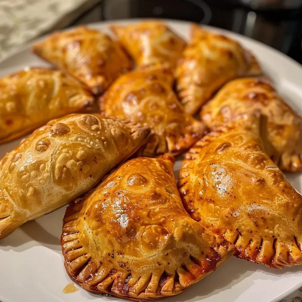 Primer plano de mini empanadas recién horneadas y apetitosas.