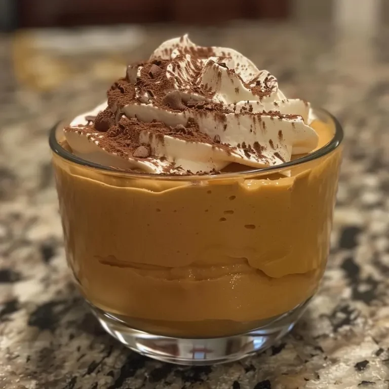 Mousse de calabaza y chocolate blanco en un tazón.