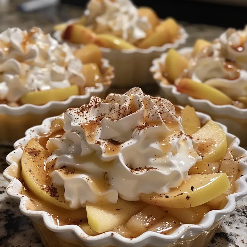 Primer plano de mousse de manzana con decoración de canela.