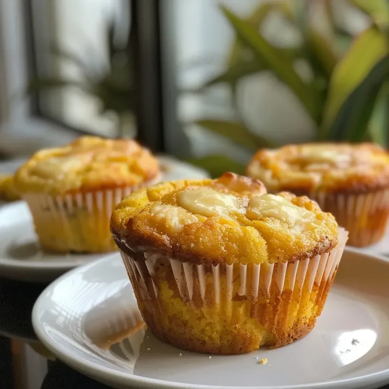 Muffins de calabaza con crema de queso, vista lateral.