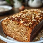Pan de avena y manzana sin harina ni azúcar presentado en un plato.