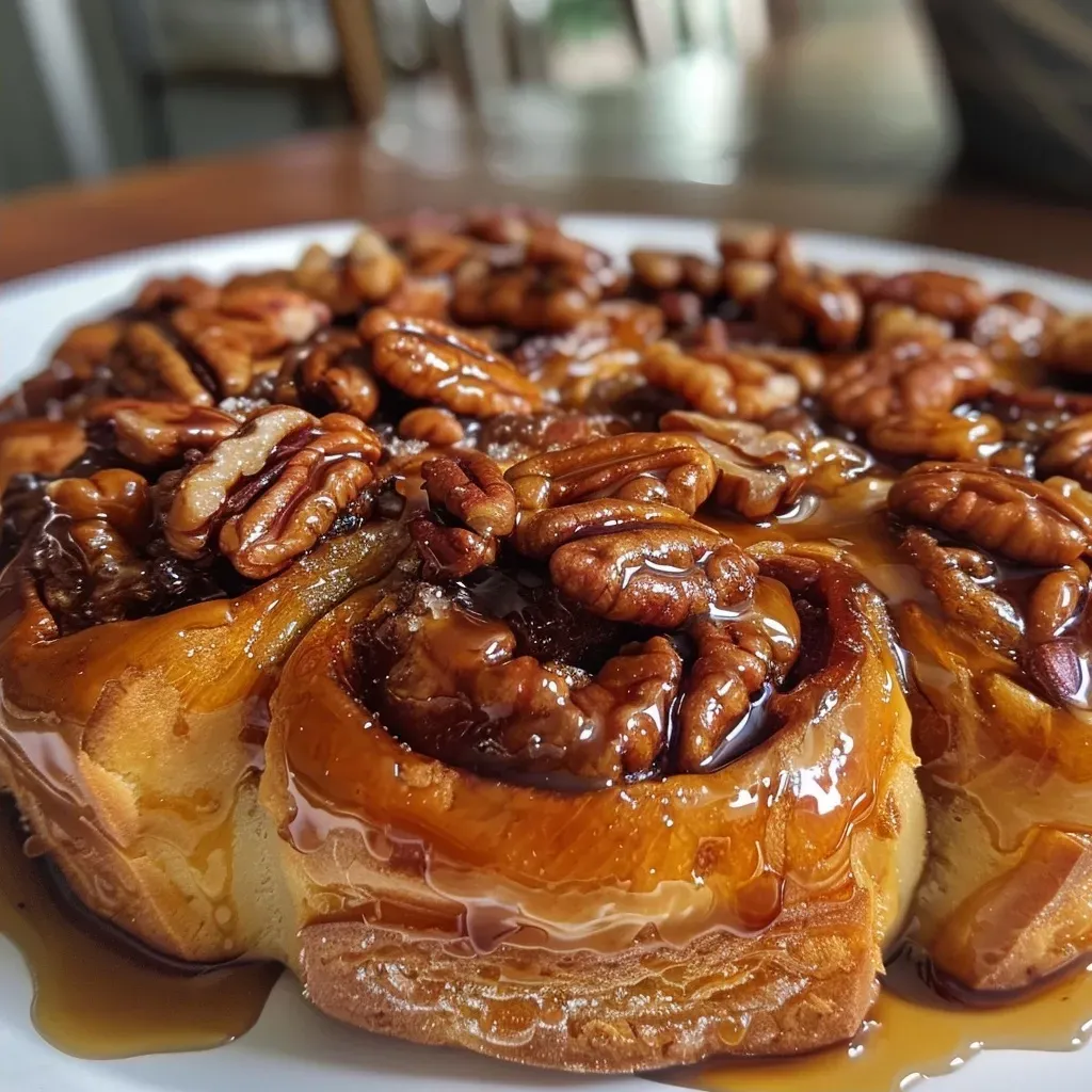 Close-up de un delicioso pan de nuez pecana con canela.