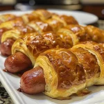 Perros calientes envueltos en masa de croissant.